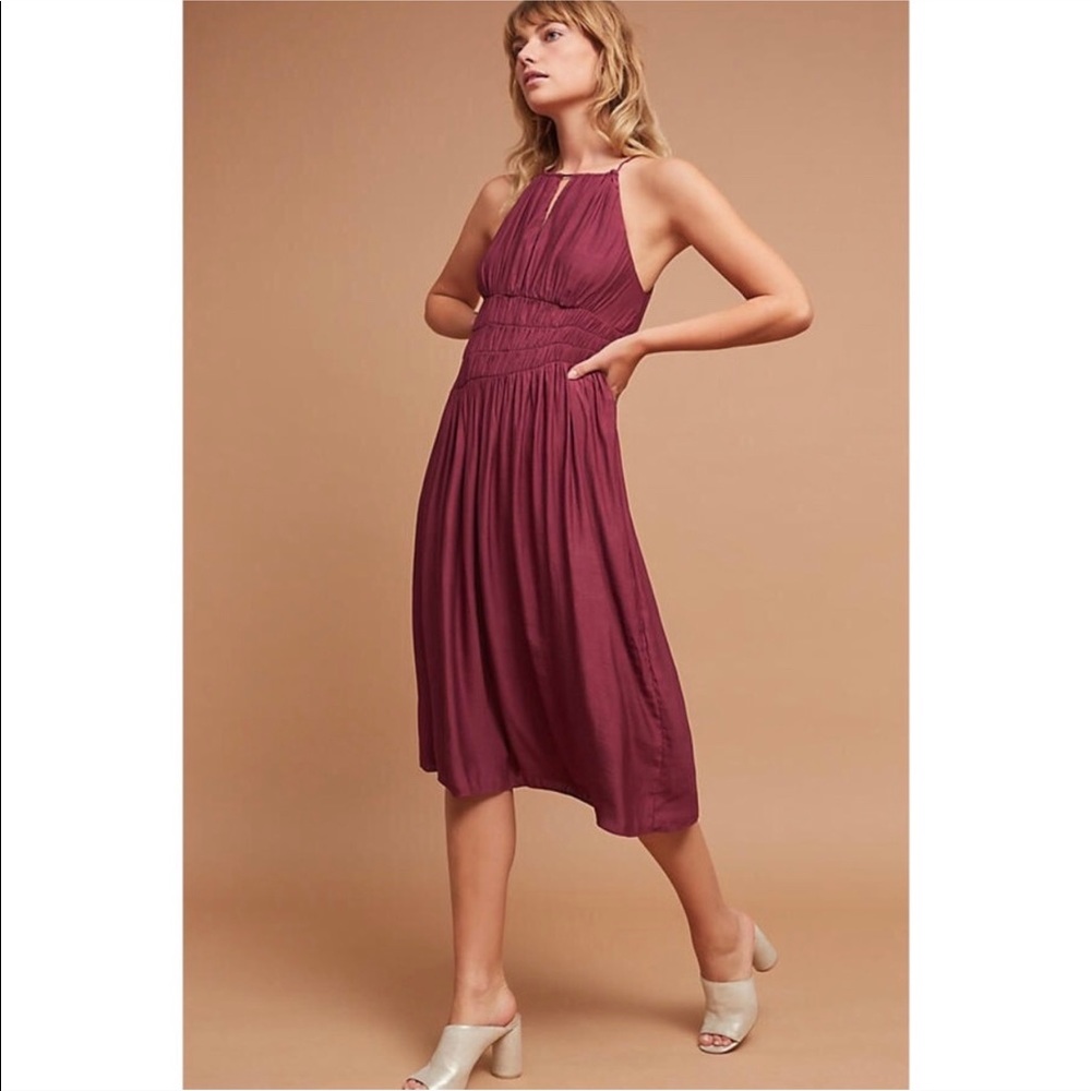 Moulinette Soeurs Juniper Halter Midi Dress Plum